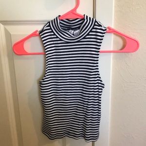 H&M navy and white striped crop top